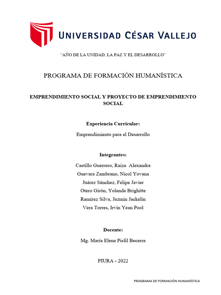 Emprendimiento Social y Desarrollo Sostenible | PDF
