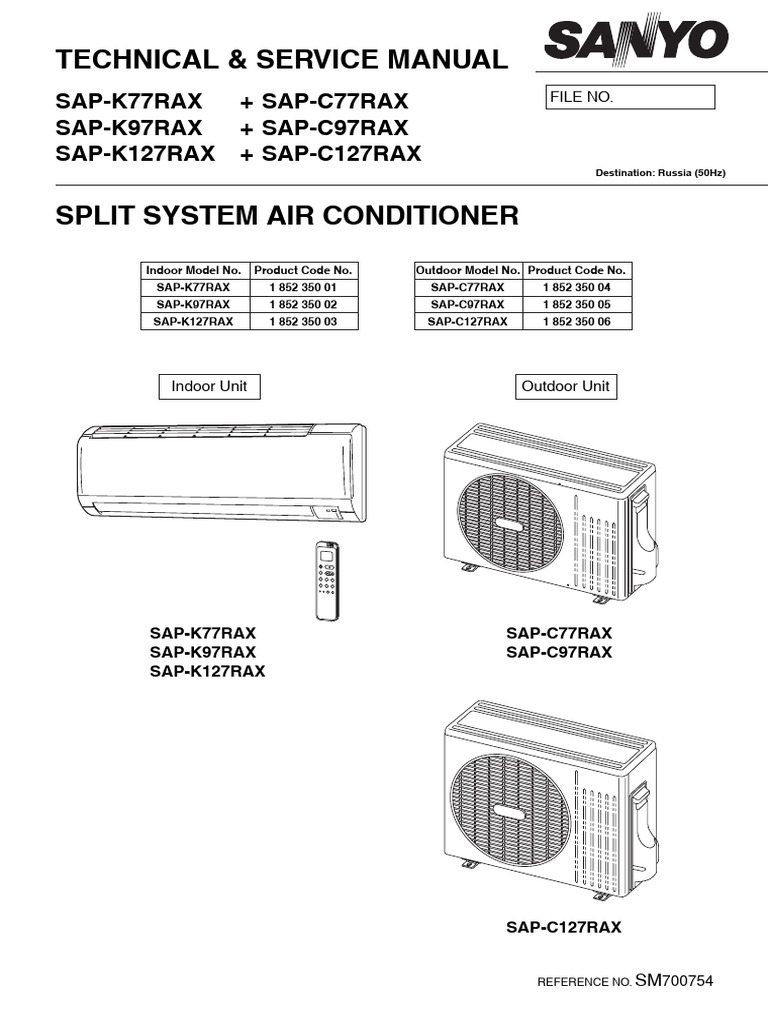 SANYO SAP−VD22C Sanyo Split AC Installation Manual | PDF | Home & Garden