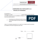 Carta de Compromiso Del Postulante A La Escuela de Posgrado