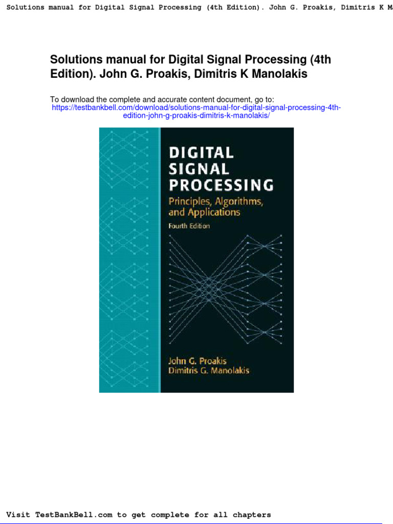 Solutions Manual For Digital Signal Processing 4th Edition John G