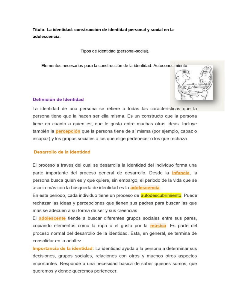 Elementos de la Identidad en Adolescencia | PDF | Grupo social ...