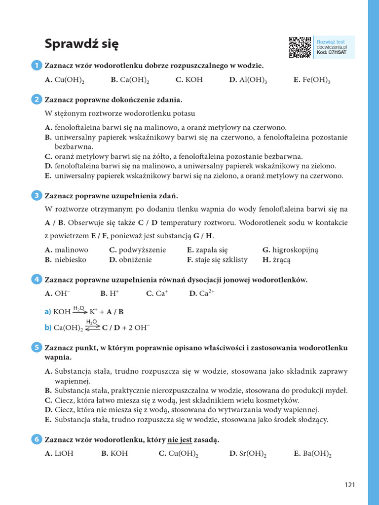 Wodorotlenki Klasa 7 Powtórzenie - Tlenki I Wodorotlenki | PDF