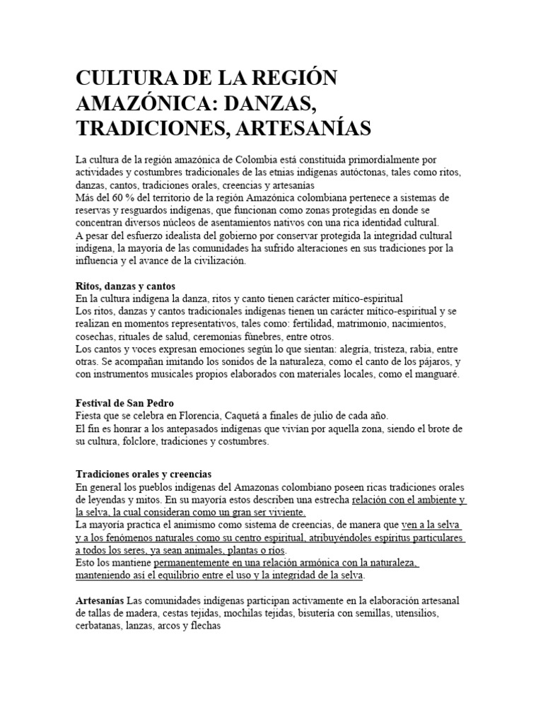 Cultura de La Región Amazónica | PDF