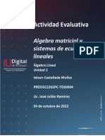 Actividad#2 - Algebra Matricial y Sistemas de Ecuaciones Lineales.