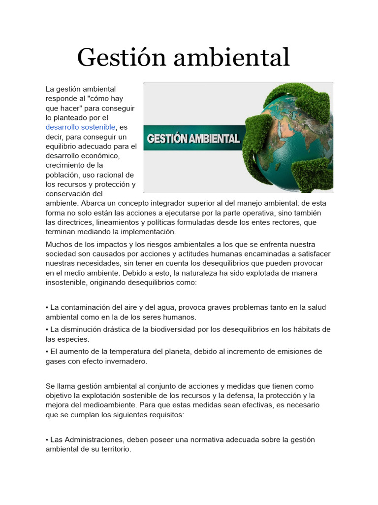 Gestión Ambiental | PDF | Entorno natural | Desarrollo sostenible
