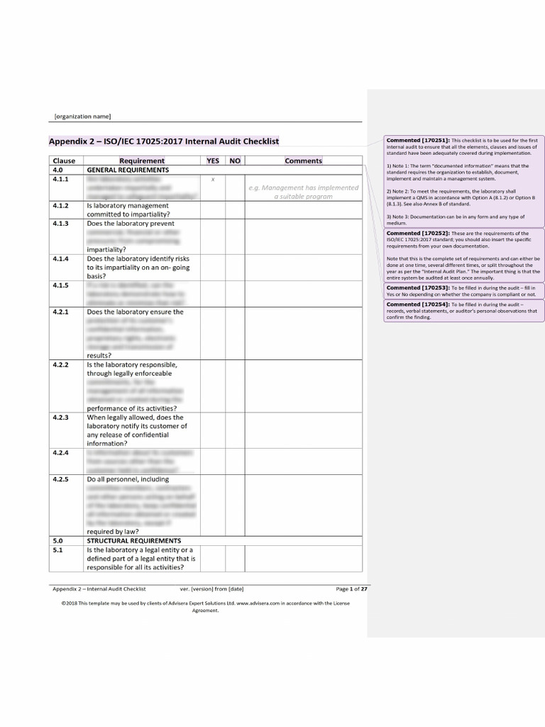 17.2 Appendix 2 Internal Audit Checklist Preview EN | PDF