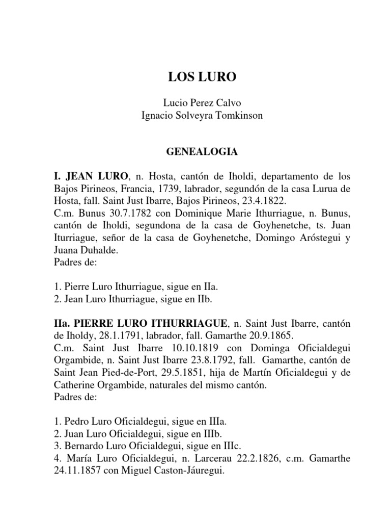 Genealogía de la familia Luro | PDF