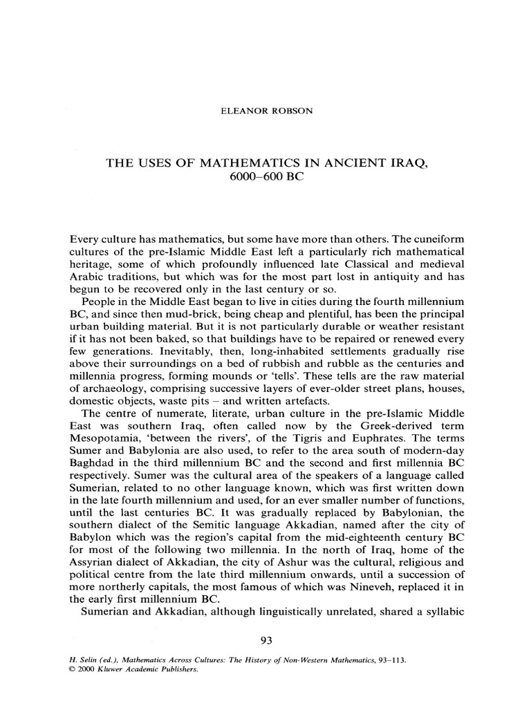 Mathematics in Ancient Iraq | PDF | Mesopotamia | Cuneiform