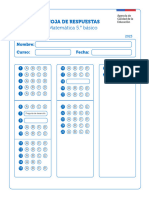 Hoja de Respuestas Matematica Monitoreo 2023 5 Basico