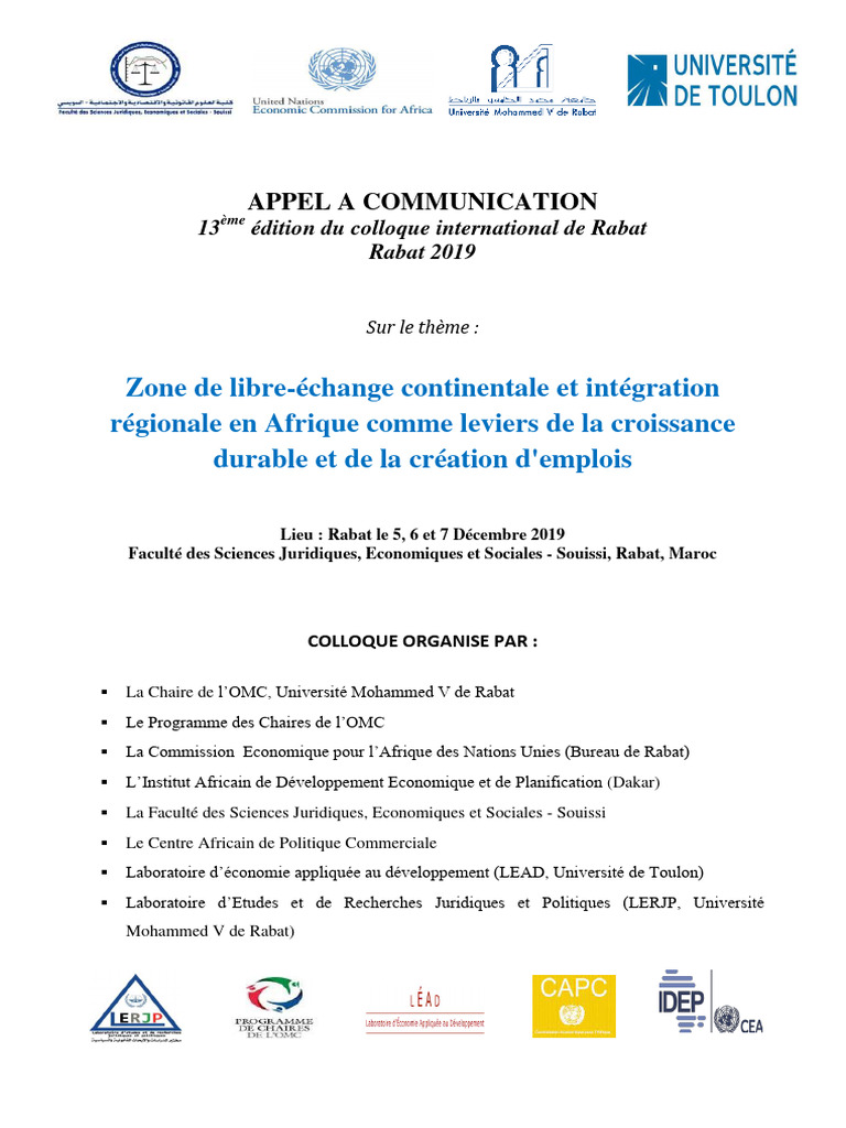 Colloque sur l'intégration régionale en Afrique | PDF | Afrique | Doctorat
