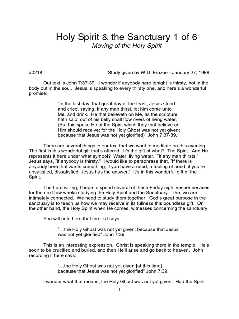 Holy Spirit's Role in the Sanctuary | PDF | God The Father | Jesus