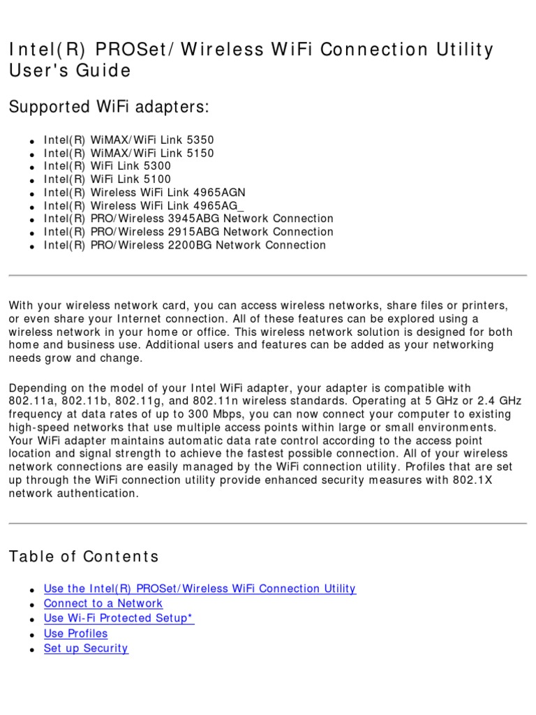 Intel r pro wireless 2200bg network connection
