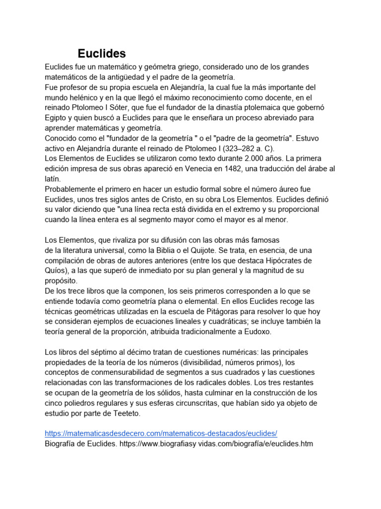 Euclides: Padre de la Geometría | PDF | Euclides | Geometría