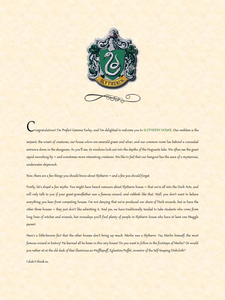 Welcome to the House of Slytherin: Salazar's