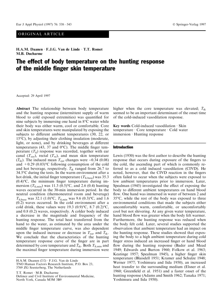 The Effect of Body Temperature On The Hunting Response of The Middle
