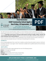 USAP Community School Applications Sep 22-Deadline