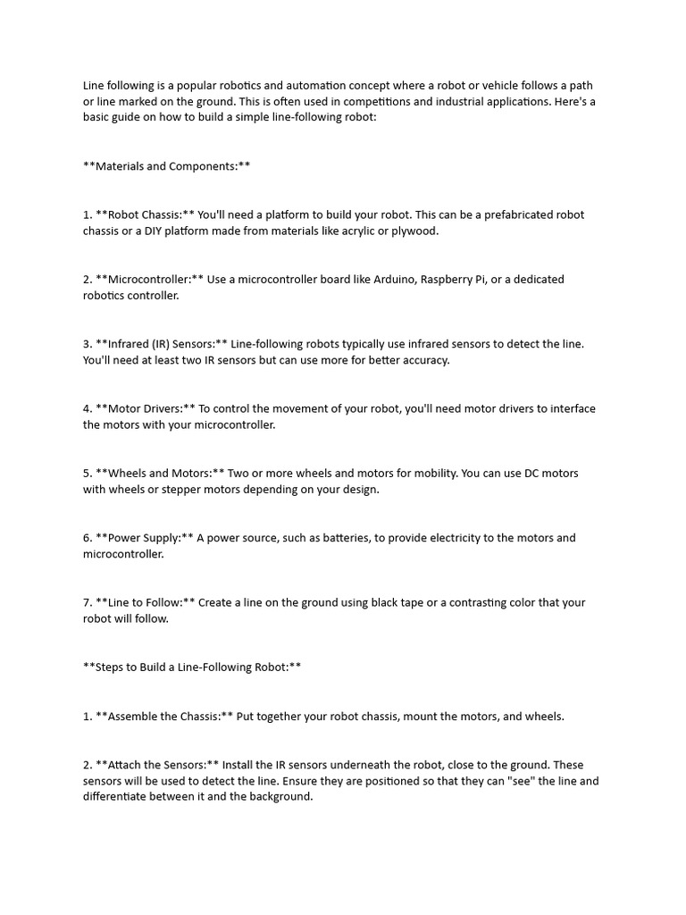 Line Following Guides PDF Electric Motor Robot