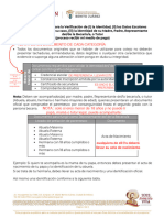 Tabla de  Documentos para la Verificación del Kit Documental