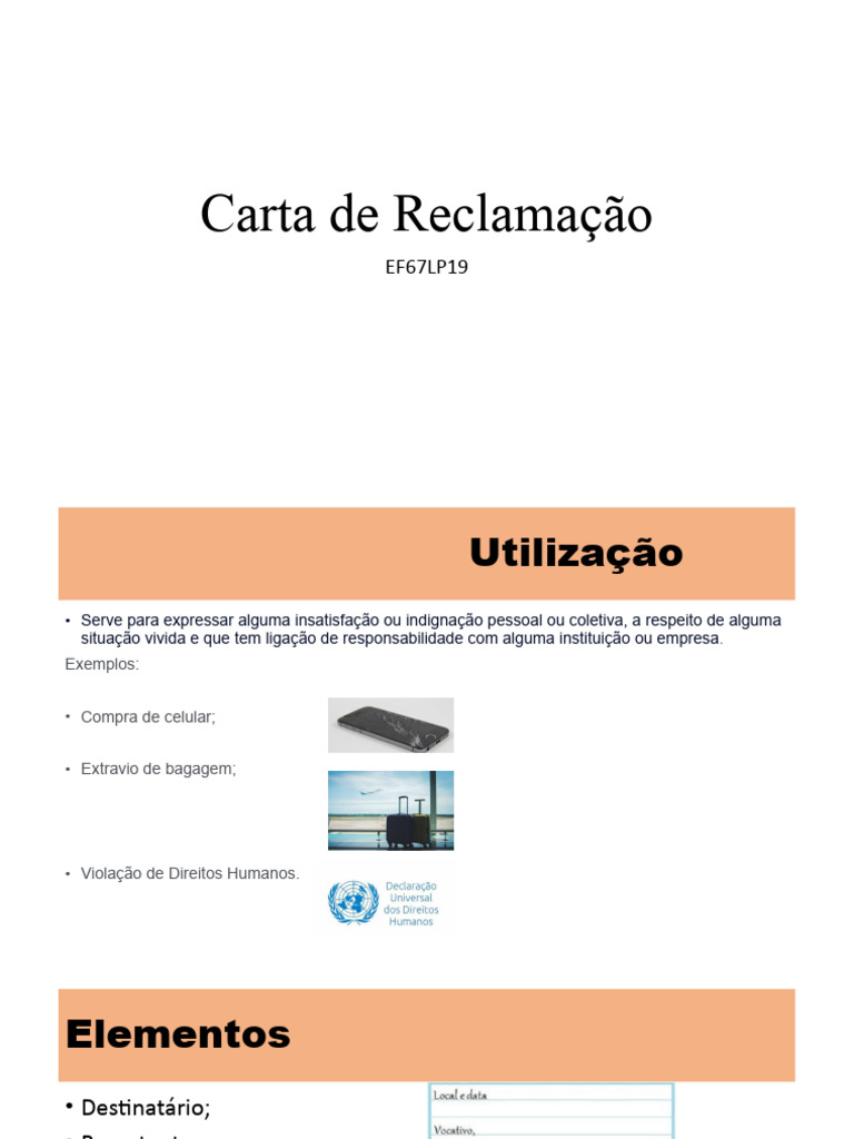 Estrutura e Exemplos de Carta de Reclamação | PDF