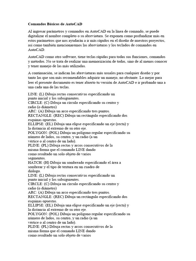 Comandos Básicos de AutoCAD | PDF