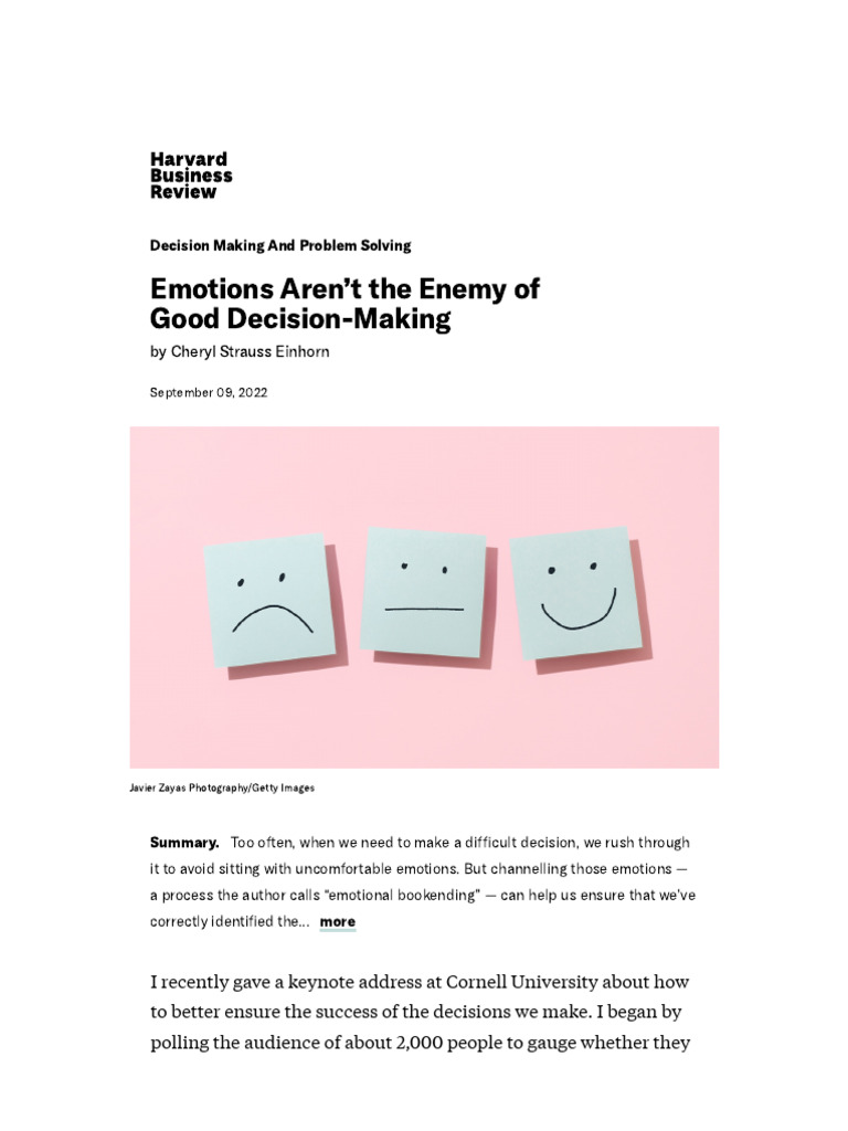 Harness Emotions for Better Decisions | PDF | Feeling | Emotions