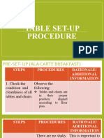 Table Set-Up Procedure