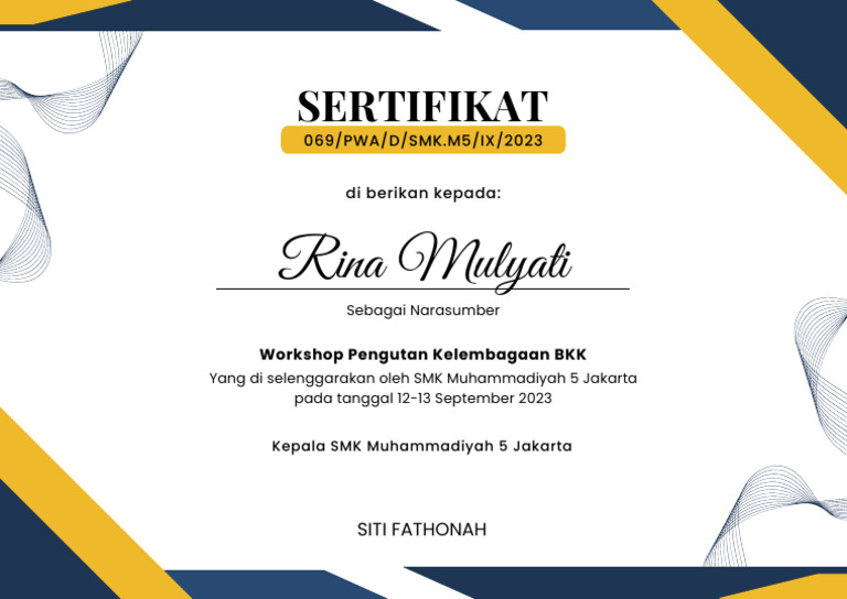 Blue and Yellow Minimalist Employee of The Month Certificate | PDF
