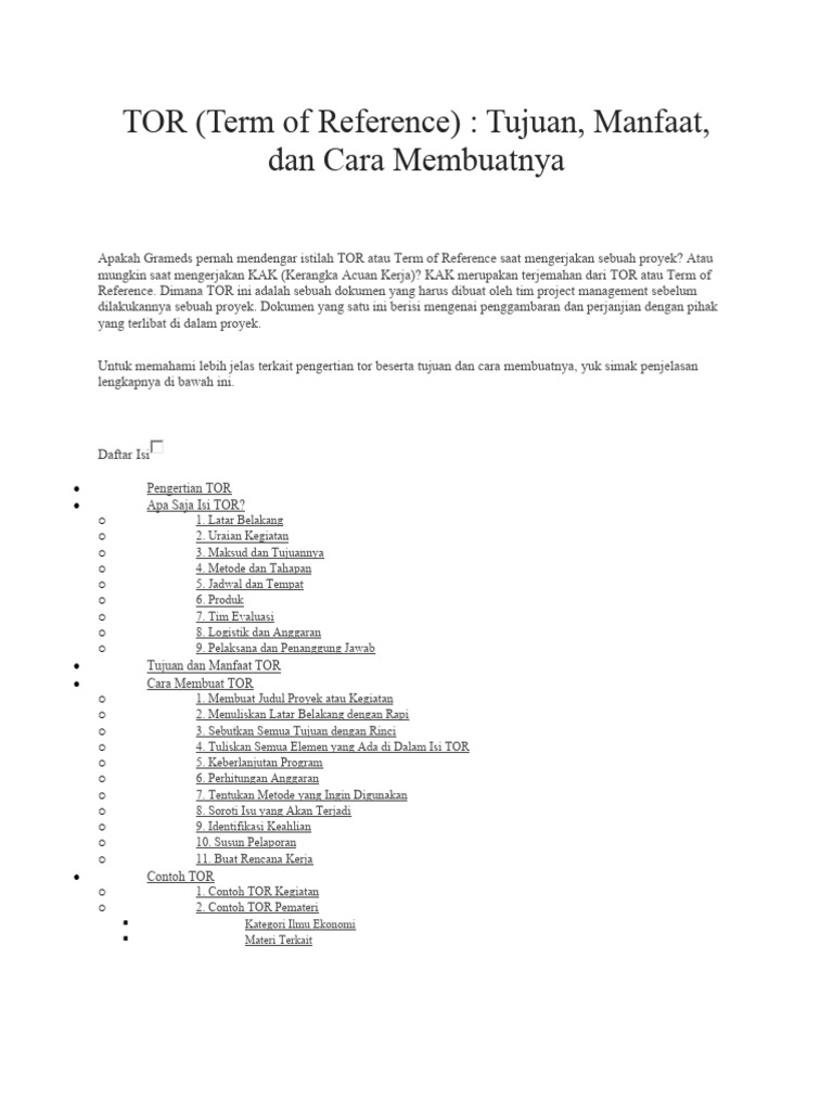 Format Term Of Reference