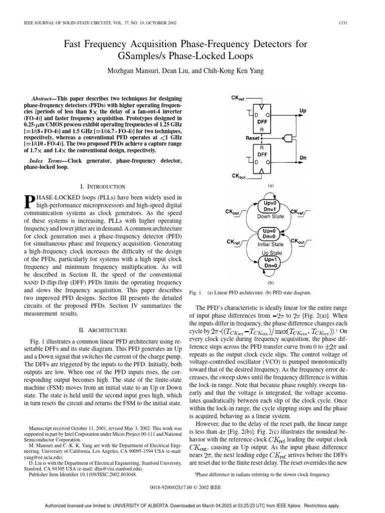 Fast PFDs for GHz PLLs | PDF | Telecommunications Engineering | Computing