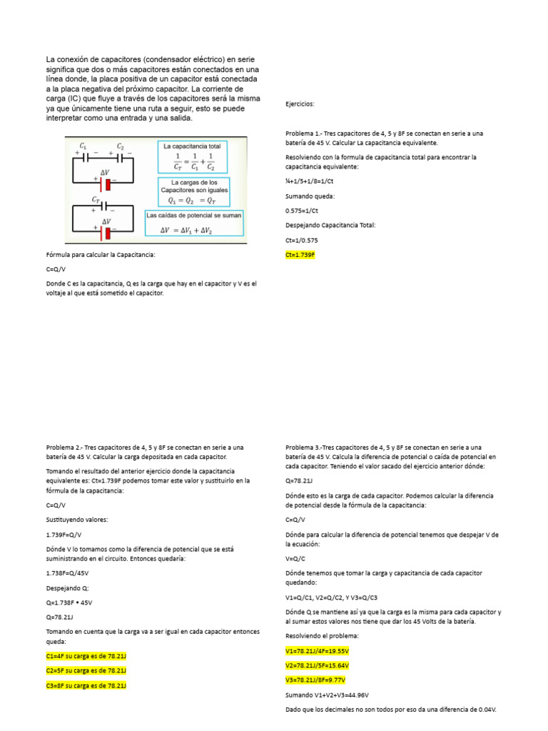 Capacitores en Serie | PDF