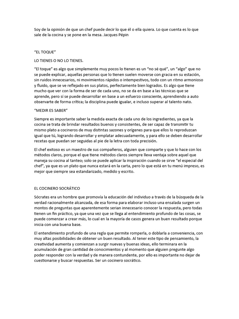 Resumen de Cocina | PDF | Verdad | Artes culinarias