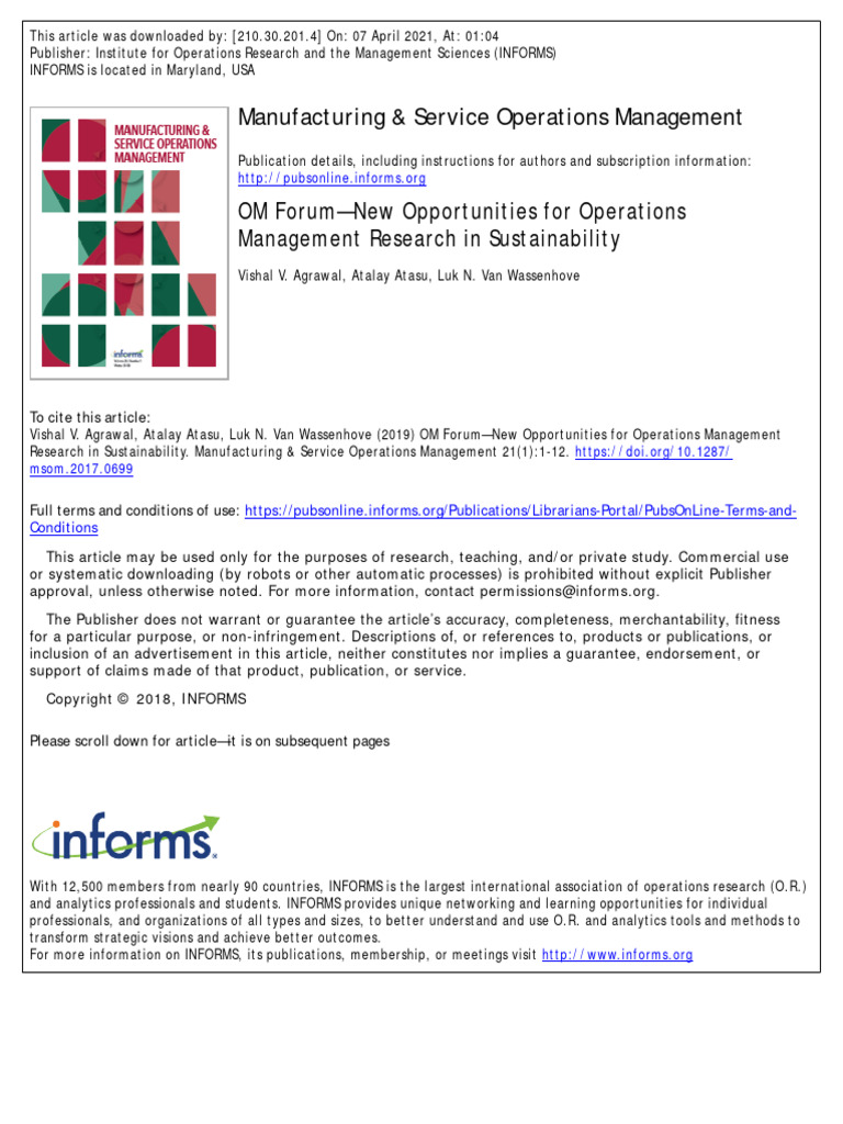 AgrawalAtasu - 2019 - MSOM - New Opportunities For Operations ...