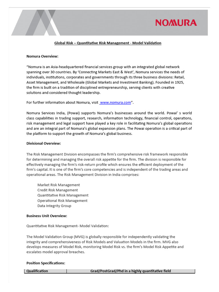Global Risk Risk Methodology Model Validation Risk Stress Testing