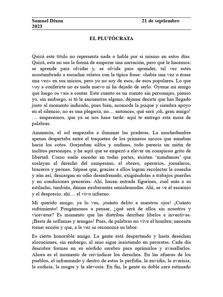 El Plutócrata: Poder y Desigualdad | PDF