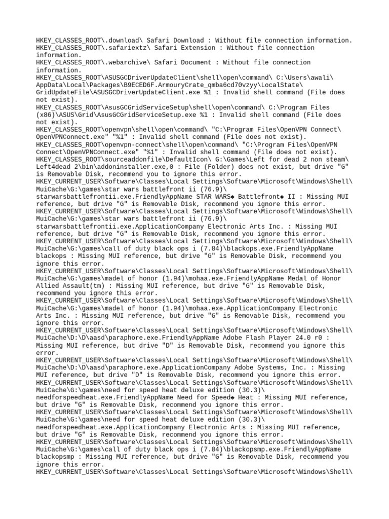 Missing MUI References in Registry | PDF | Windows Registry | Computer File