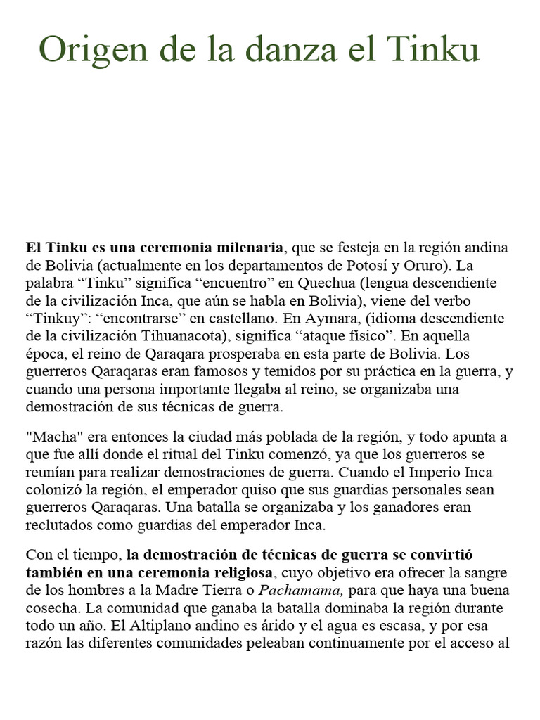 Historia y Significado del Tinku | PDF | Historia
