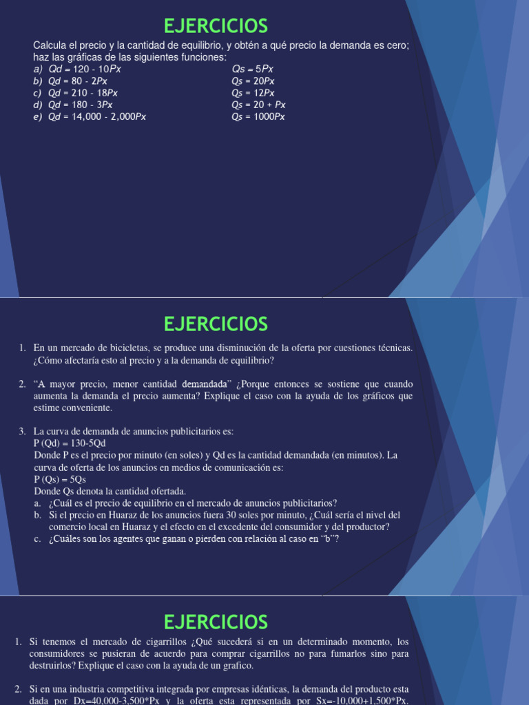 Ejercicios de Equilibrio de Mercado y Gráficas | PDF | Oferta (economía ...