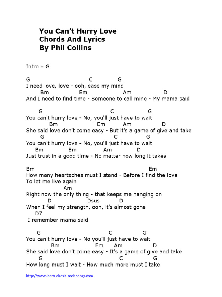 You cant hurry love by phil collins pdf recorded music songs