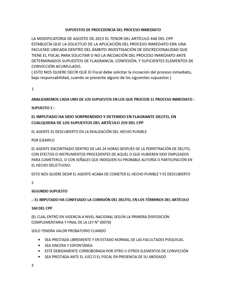 Supuestos del Proceso Inmediato | PDF