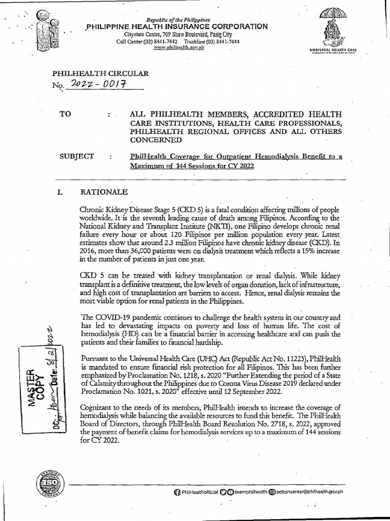 Philhealth Circular 2022 0017 PhilHealth Coverage For Outpatient