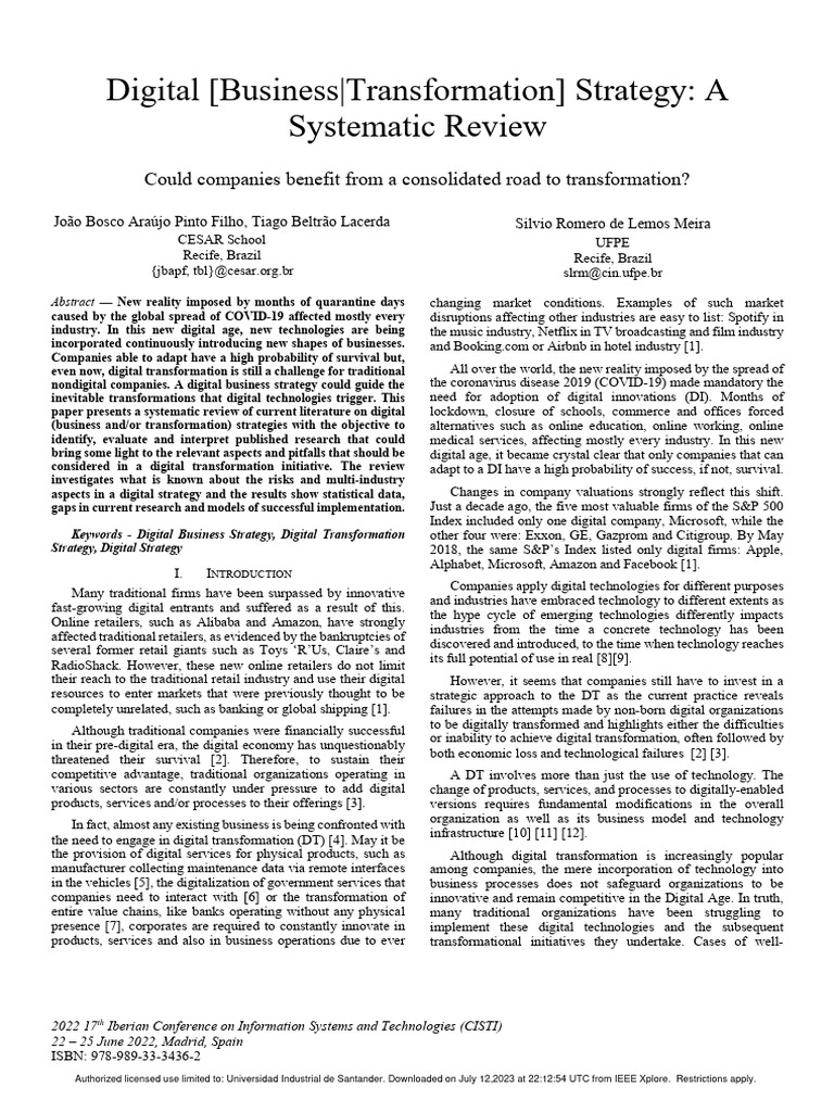Digital Strategy Systematic Review | PDF | Strategic Management ...