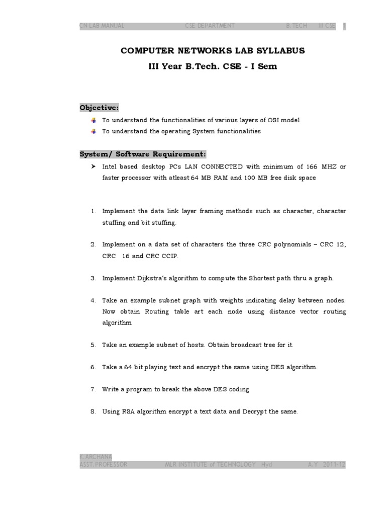 Computer Networks Lab Manual Latest PDF Routing Computer Network