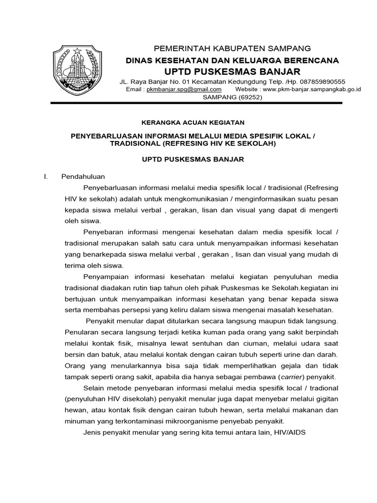 KAK HIV 2023 penyuluhan di sekolah | PDF