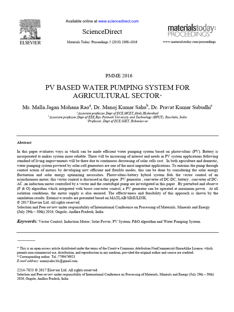 PV Water Pumping System Optimization | PDF | Photovoltaics ...