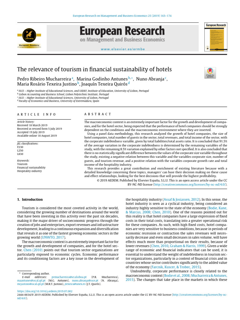 The Relevance of Tourism in Financial - 2019 - European Research On ...