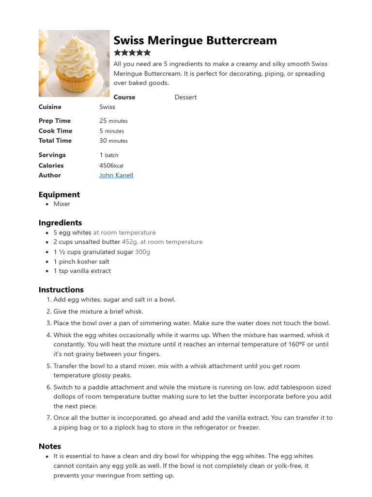 Swiss Meringue Buttercream Preppy Kitchen PDF Meringue Egg White