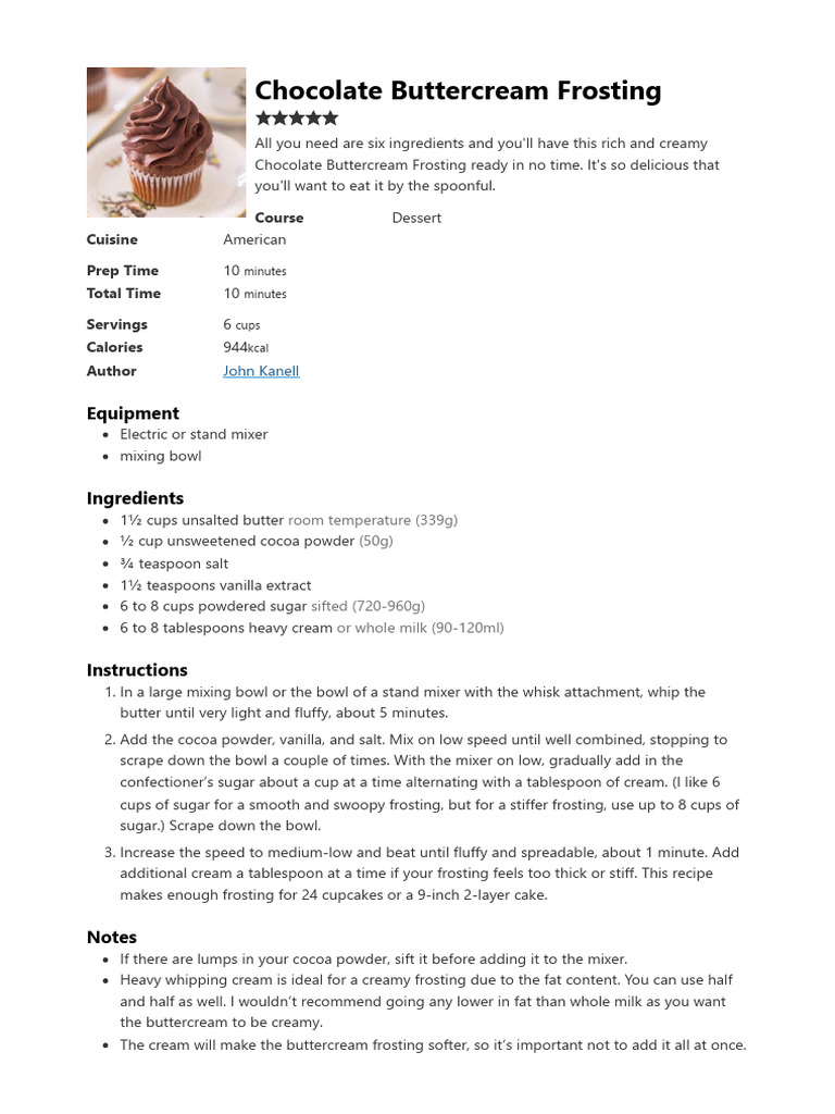 Chocolate Buttercream Frosting Preppy Kitchen PDF Fat Chocolate