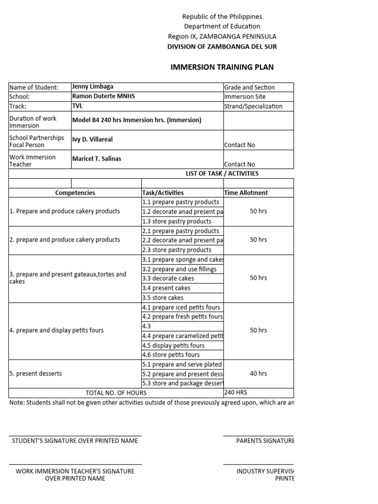 immersion-training-plan-sample-pdf-cakes-desserts