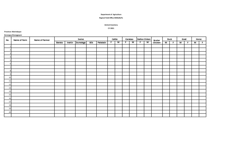 Inventory Form PDF