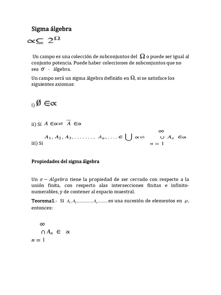 Sigma Algebra Ejemplo y Propiedades PDF